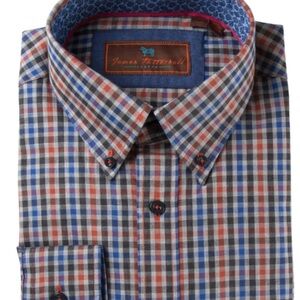 James Tattersall Woven Men's Checkered Shirt - Size M 15.5-16